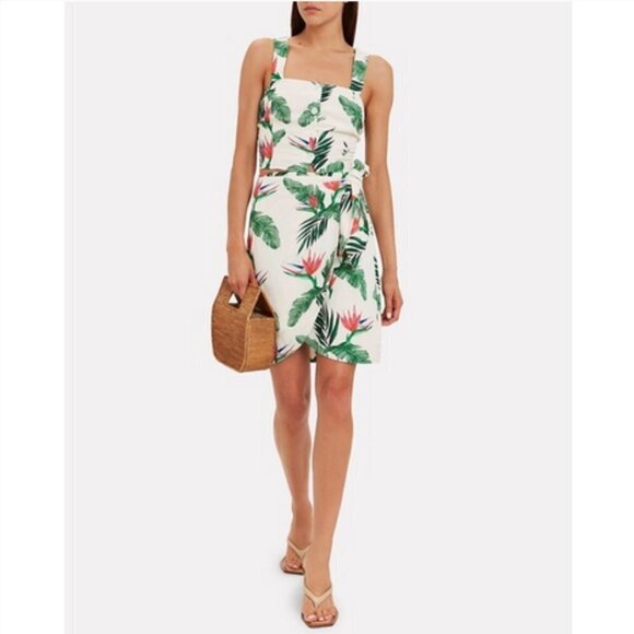 Rails NWT Green Orla Wrap Skirt Linen Blend Birds of Paradise Flower Print sz XS - Picture 2 of 15
